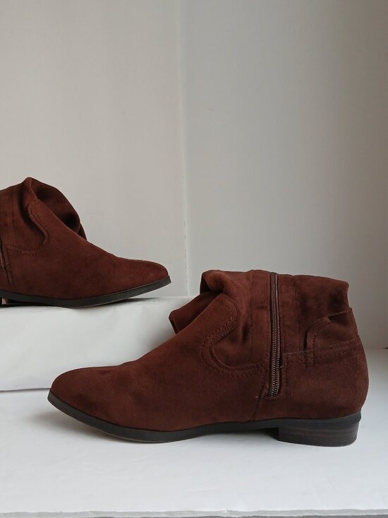 Brown Suede Wide Calf Flat Over the Knee Boot Side Zip TieTop NWOB Sz8.5 WW - Picture 8 of 15